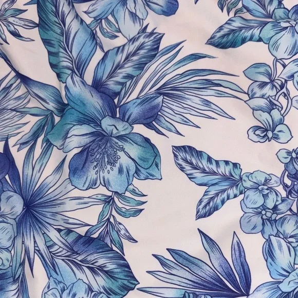 Caribbean Joe White One-Shoulder One-Piece Swimsuit with Blue Floral Print - Picture 3 of 5